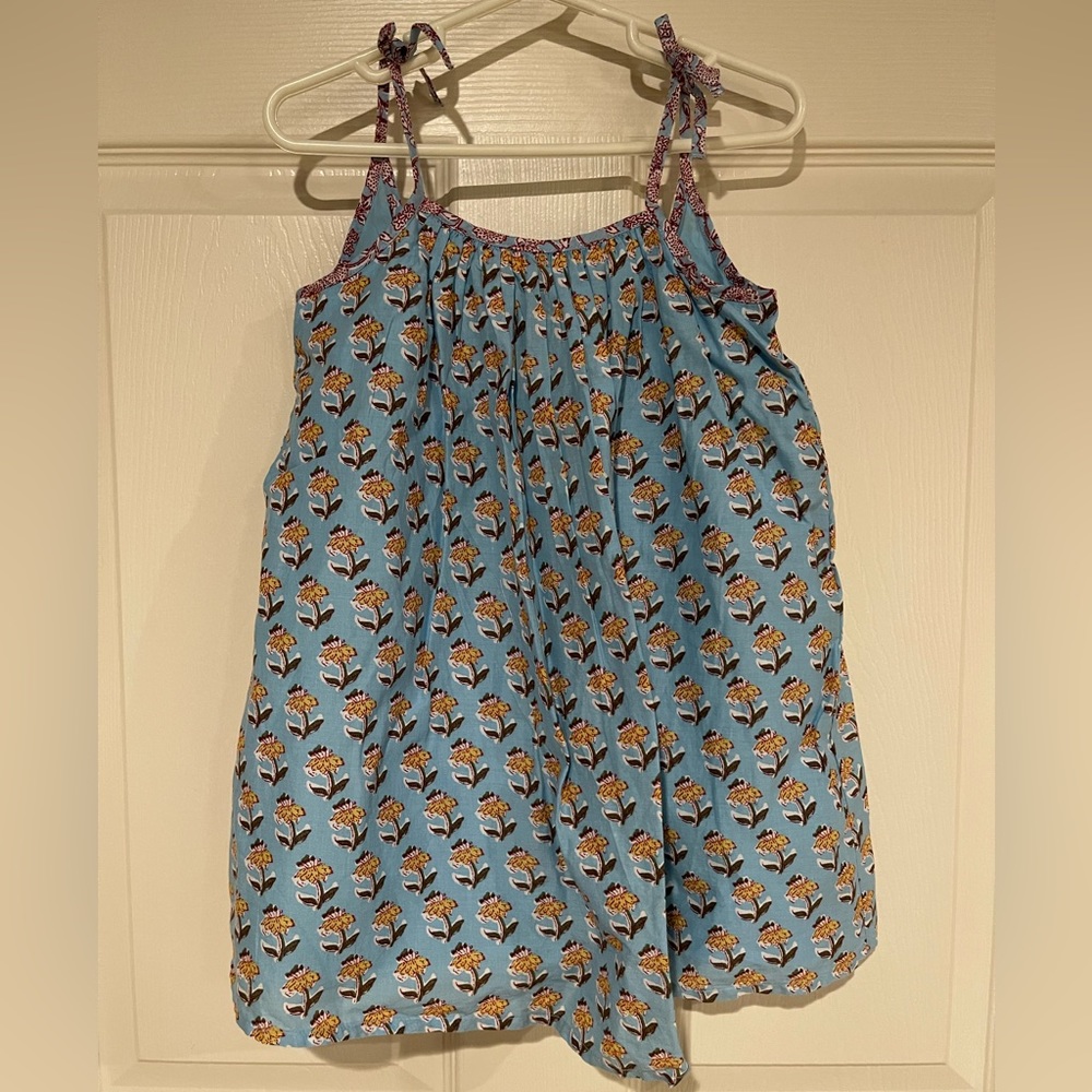 Block-print Scoop Neck Spaghetti Strap Sundress, size 2-3, Zara